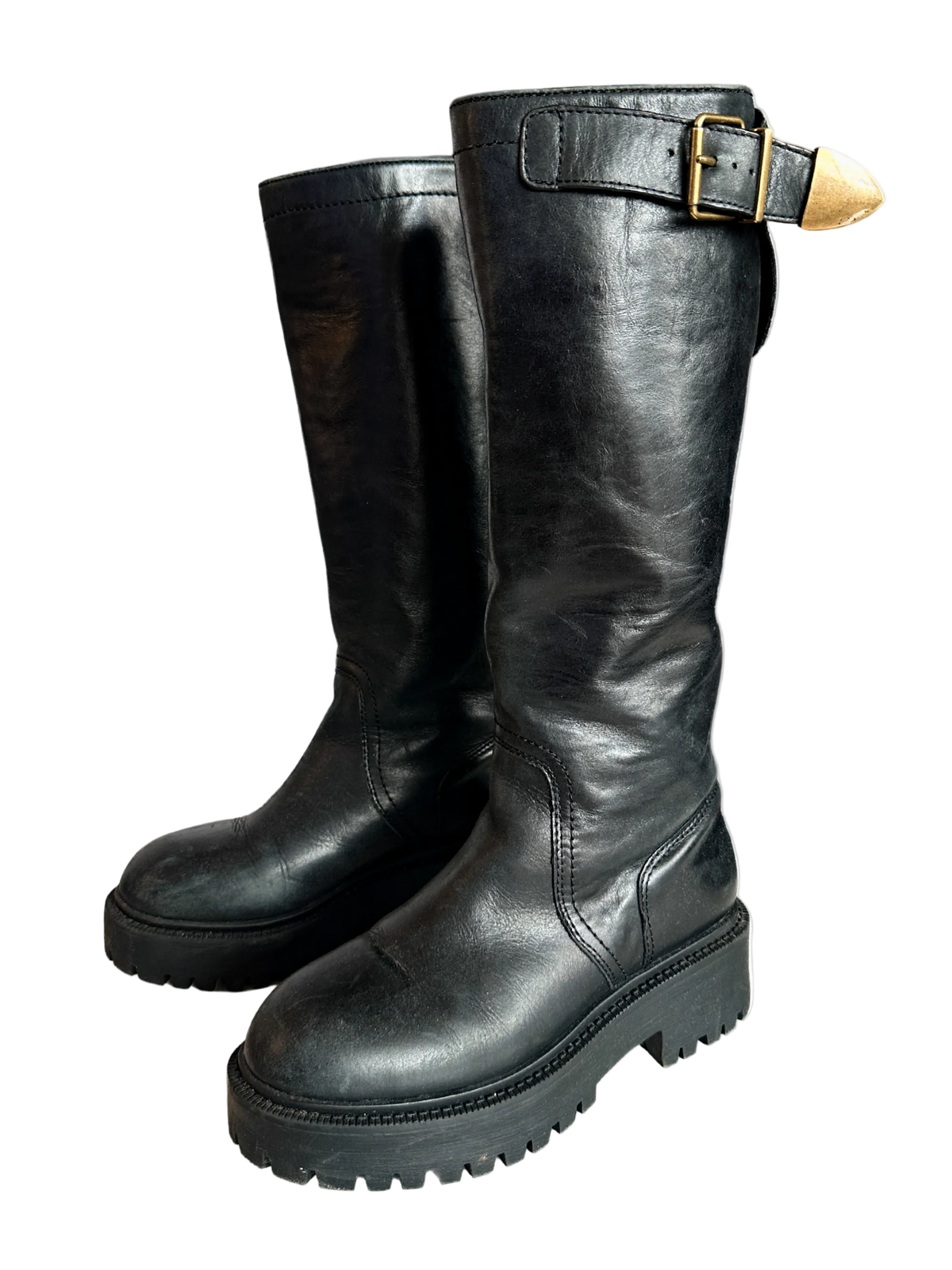 Steve Madden Platform Leather Boot with Brass Hardware