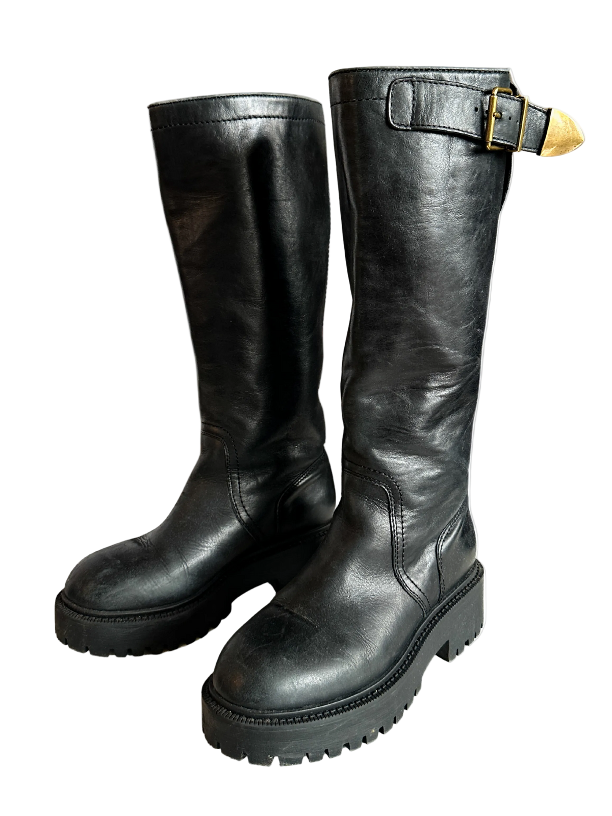 Steve Madden Platform Leather Boot with Brass Hardware