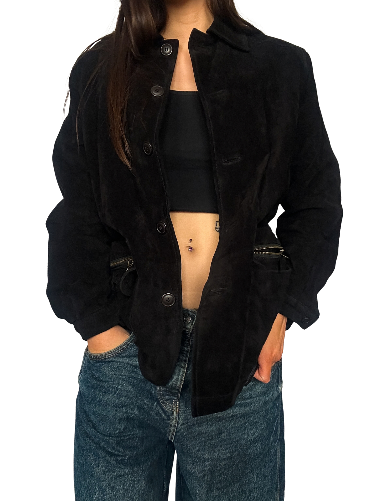1990s Black Suede Chore Jacket