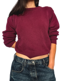 1990s Fine-rib Knit Burgundy Crewneck