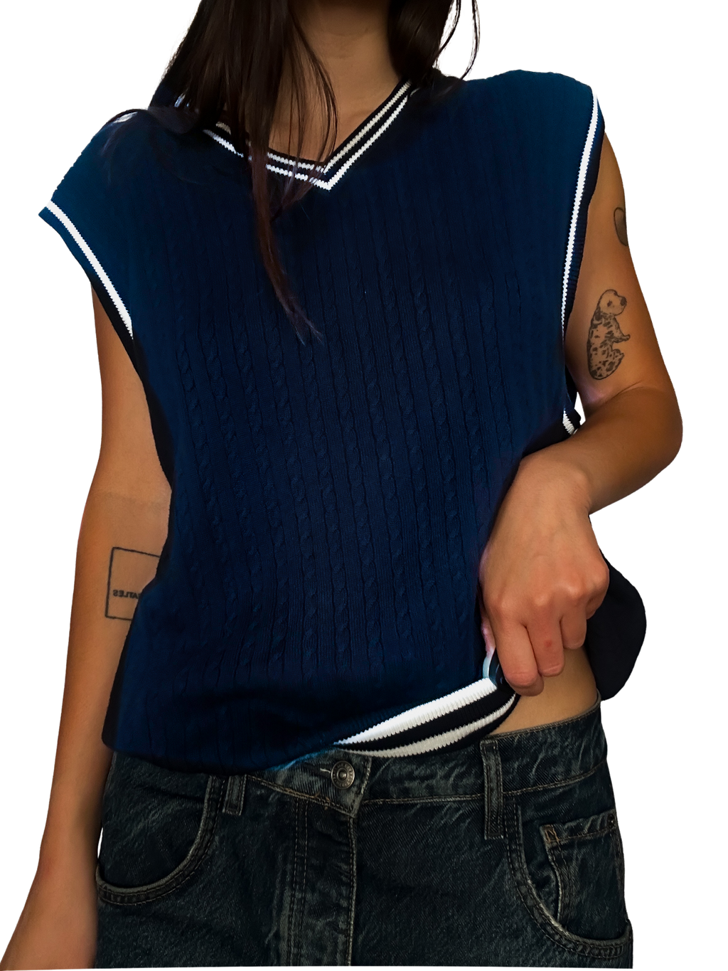 1990s Varsity Stripe V-Neck Sweater Vest