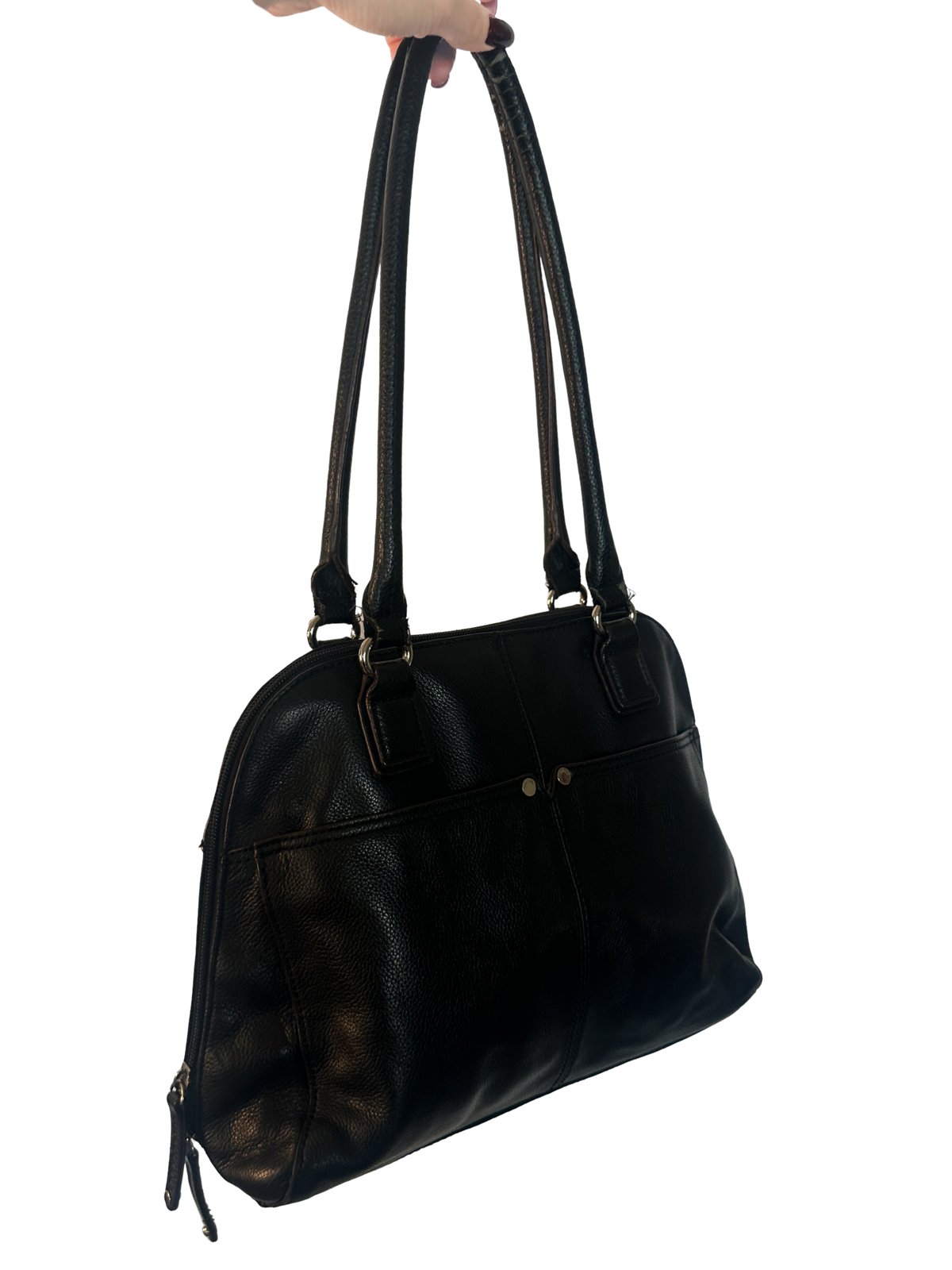 2000s Leather Dome Satchel with Dual Full Wrap Zipper