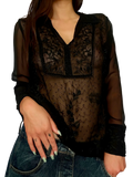 1990s Sheer Beaded + Embroidered Blouse