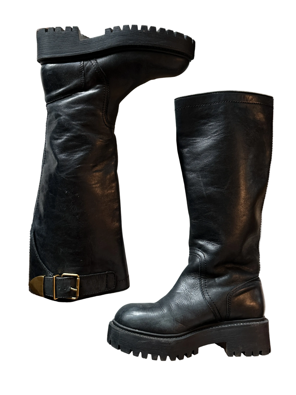 Steve Madden Platform Leather Boot with Brass Hardware