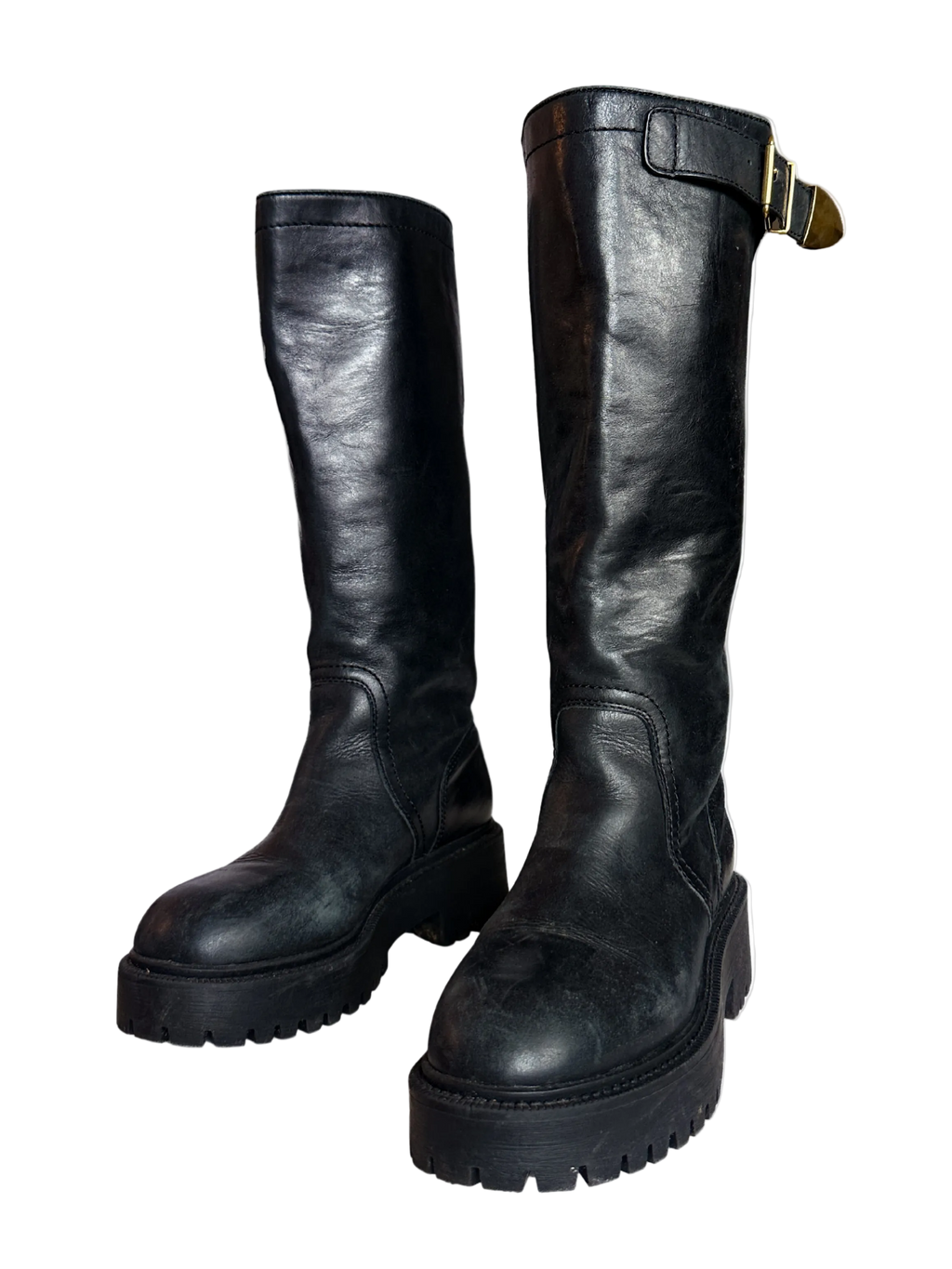 Steve Madden Platform Leather Boot with Brass Hardware