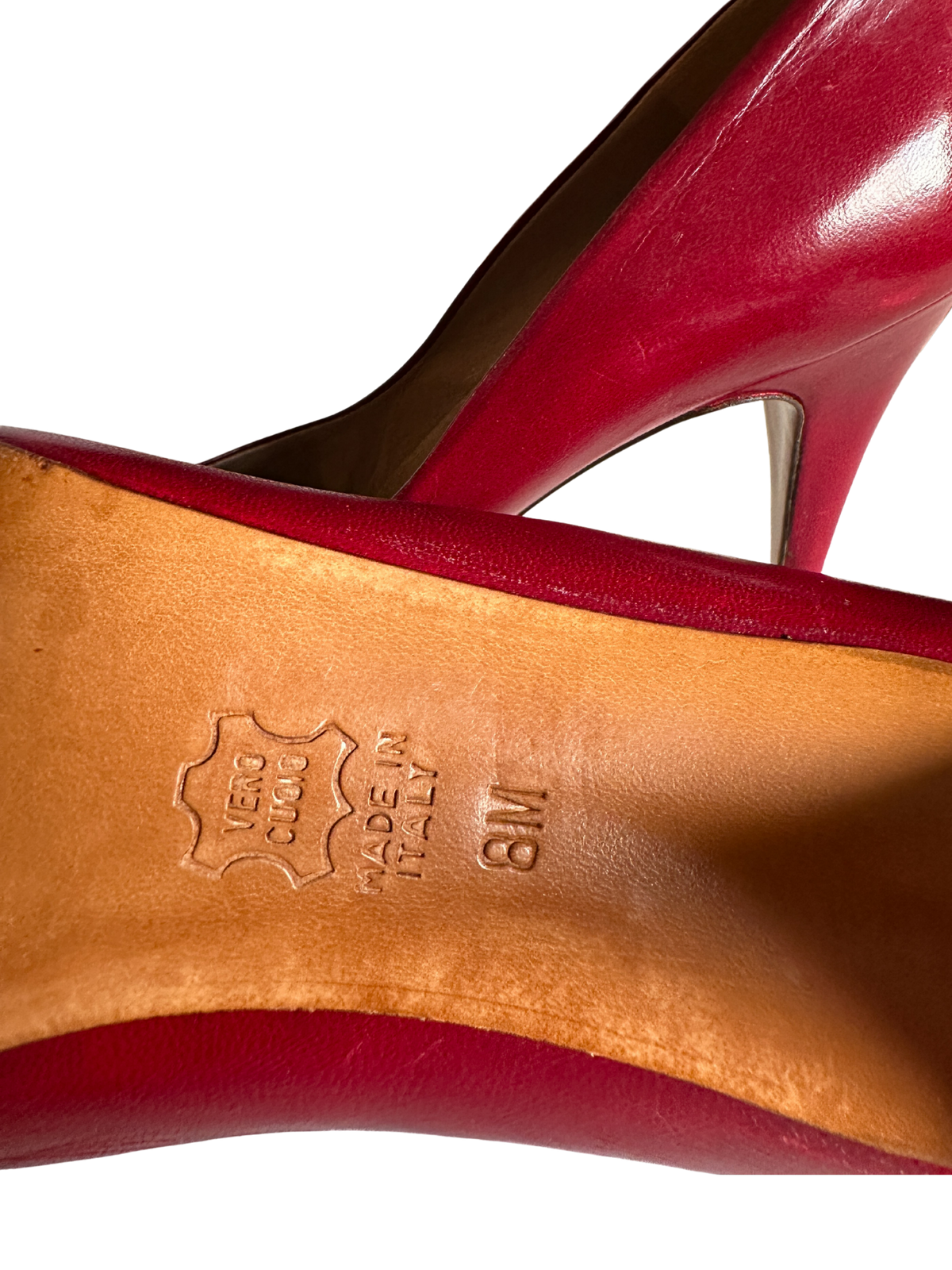 1990s Italian Leather Deep Cherry Peep Toe Stiletto Heels