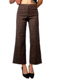 2000s  Brocade Style Fleur-De-Lis Emboridered Flare Trousers