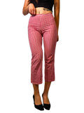 1990s Red & White Gingham Check Capris