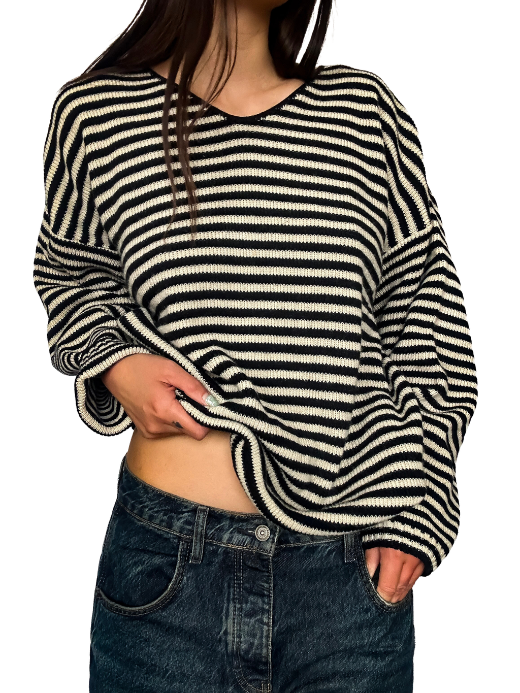 1980s Oversized Striped Knit Sweater