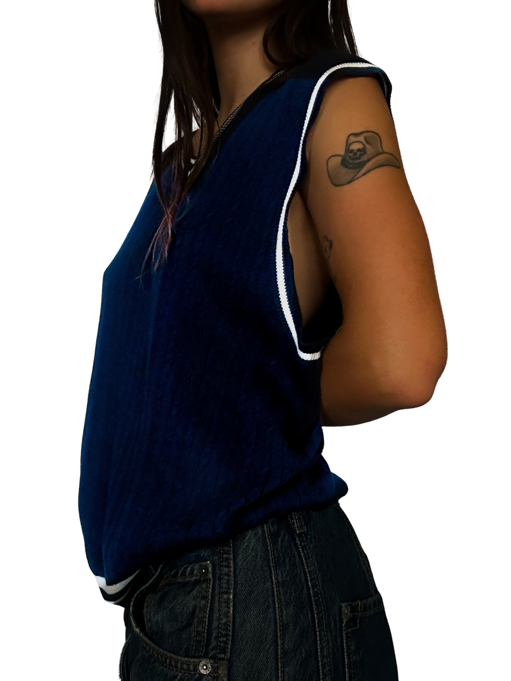 1990s Varsity Stripe V-Neck Sweater Vest