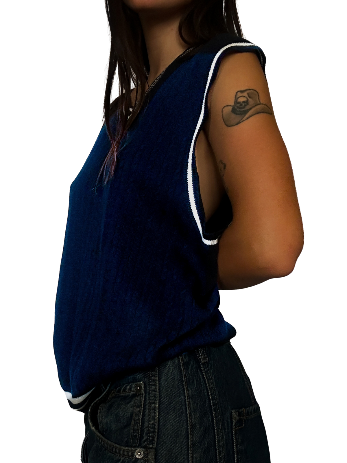 1990s Varsity Stripe V-Neck Sweater Vest
