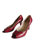 1990s Italian Leather Deep Cherry Peep Toe Stiletto Heels