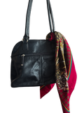 2000s Leather Dome Satchel with Dual Full Wrap Zipper